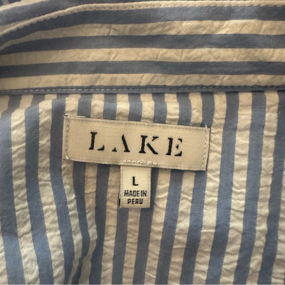 Lake Georgie pocket shorts set pajamas blue seersucker- Size large - Picture 8 of 11